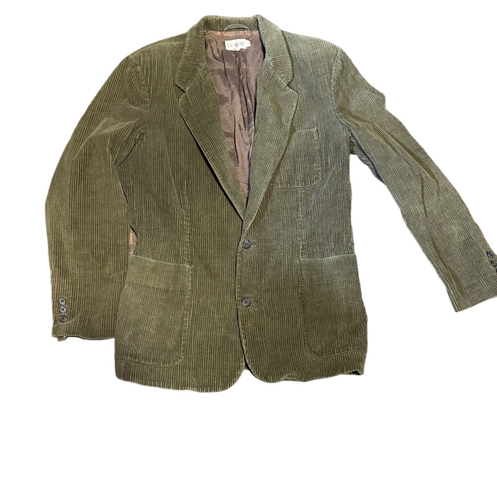J Crew Vintage Men’s Olive Green Corduroy Button Down Jacket Sport Coat